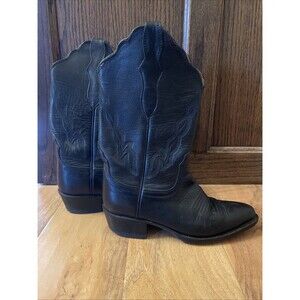 Lucchese Black Leather Western Ankle Boots